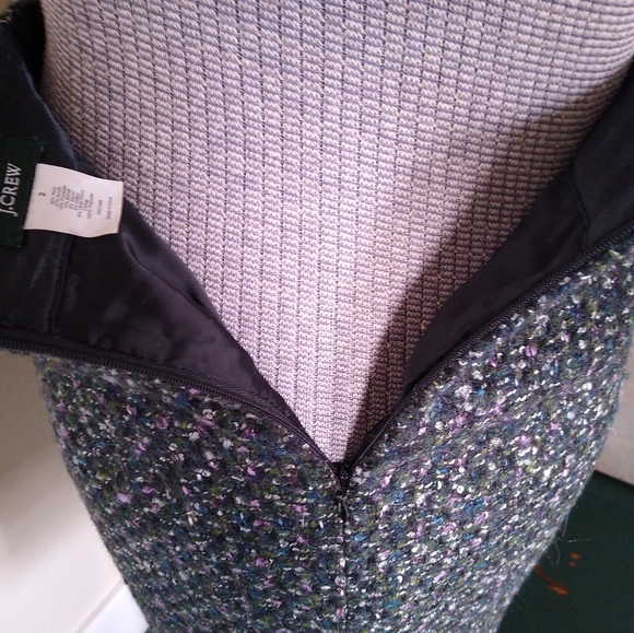 J. CREW Two Piece Teal Tweed Skirt Suit - Picture 10 of 10